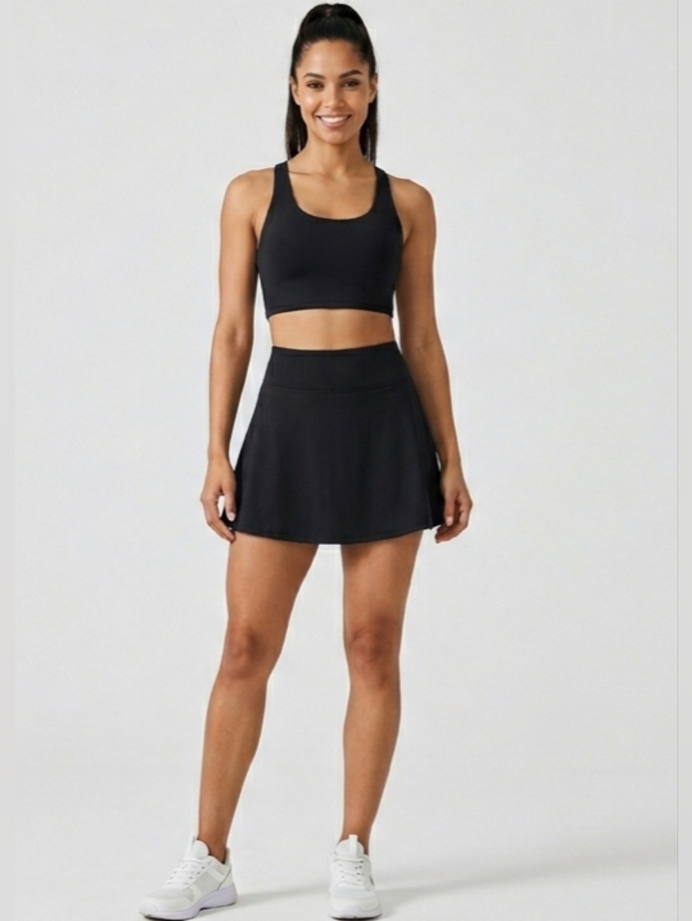 Tuff Athletic Black Athletic Mini Skort,White Floral Log,built In Shorts, Size L